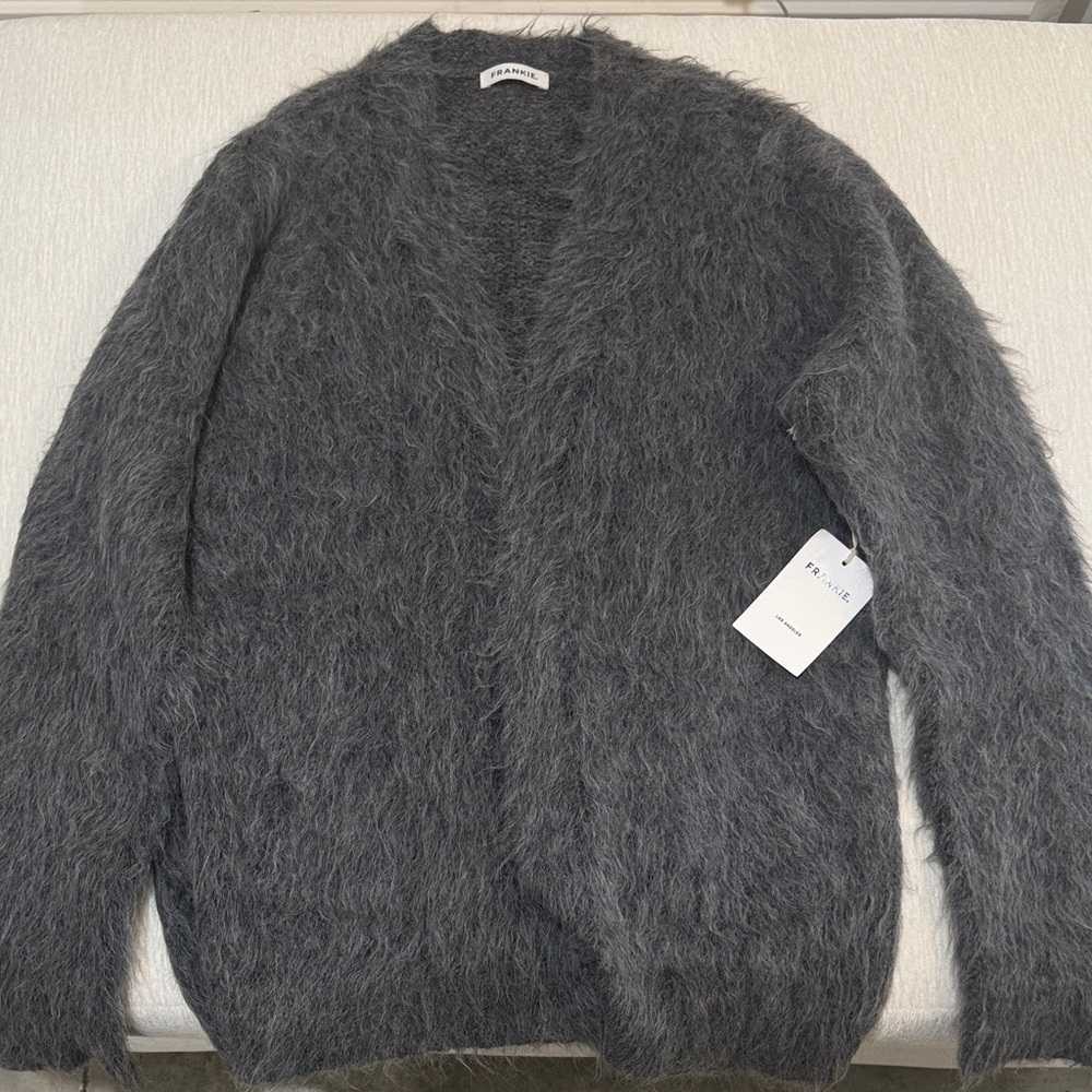 Frankie dark charcoal brushed alpaca cardigan